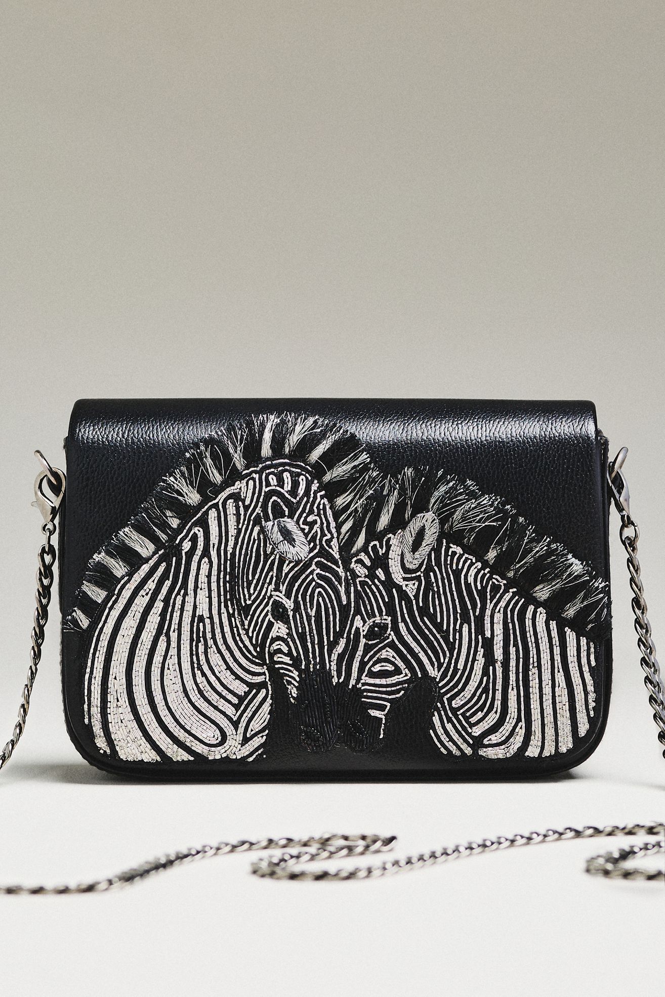 Deepa Gurnani Zebra Clutch - Black, One Size
