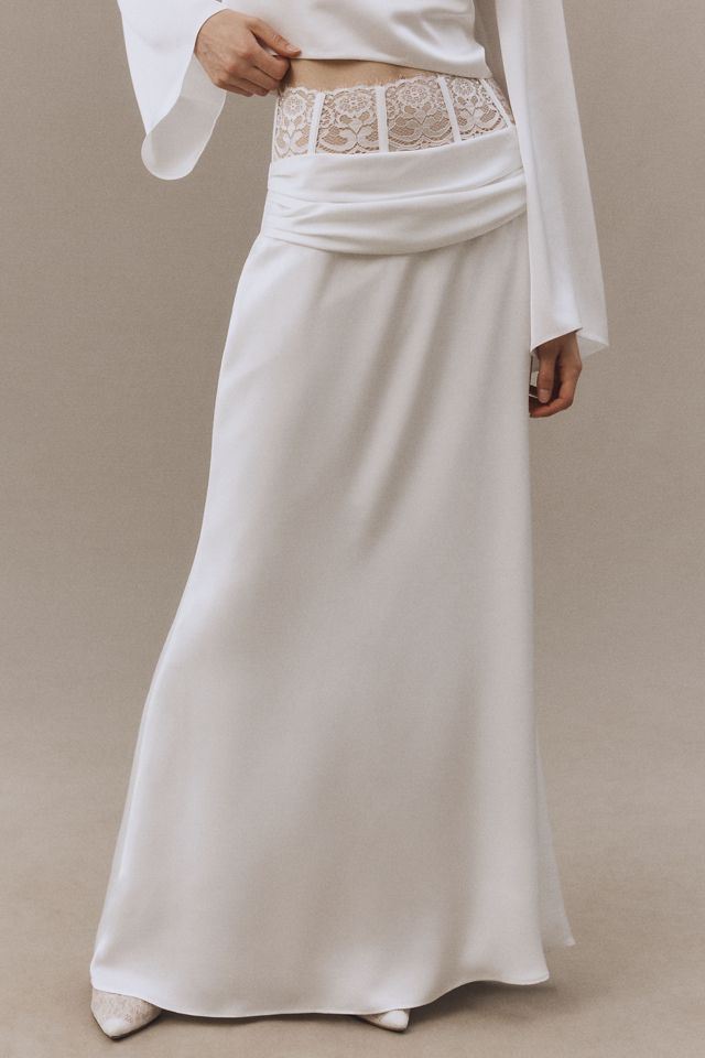 Mare Mare Lace Hip Mix Satin Midi Skirt #1