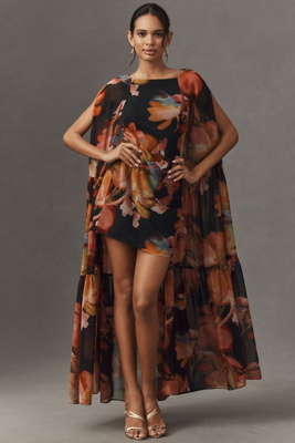 Hutch Printed Mini Cape Dress | Anthropologie