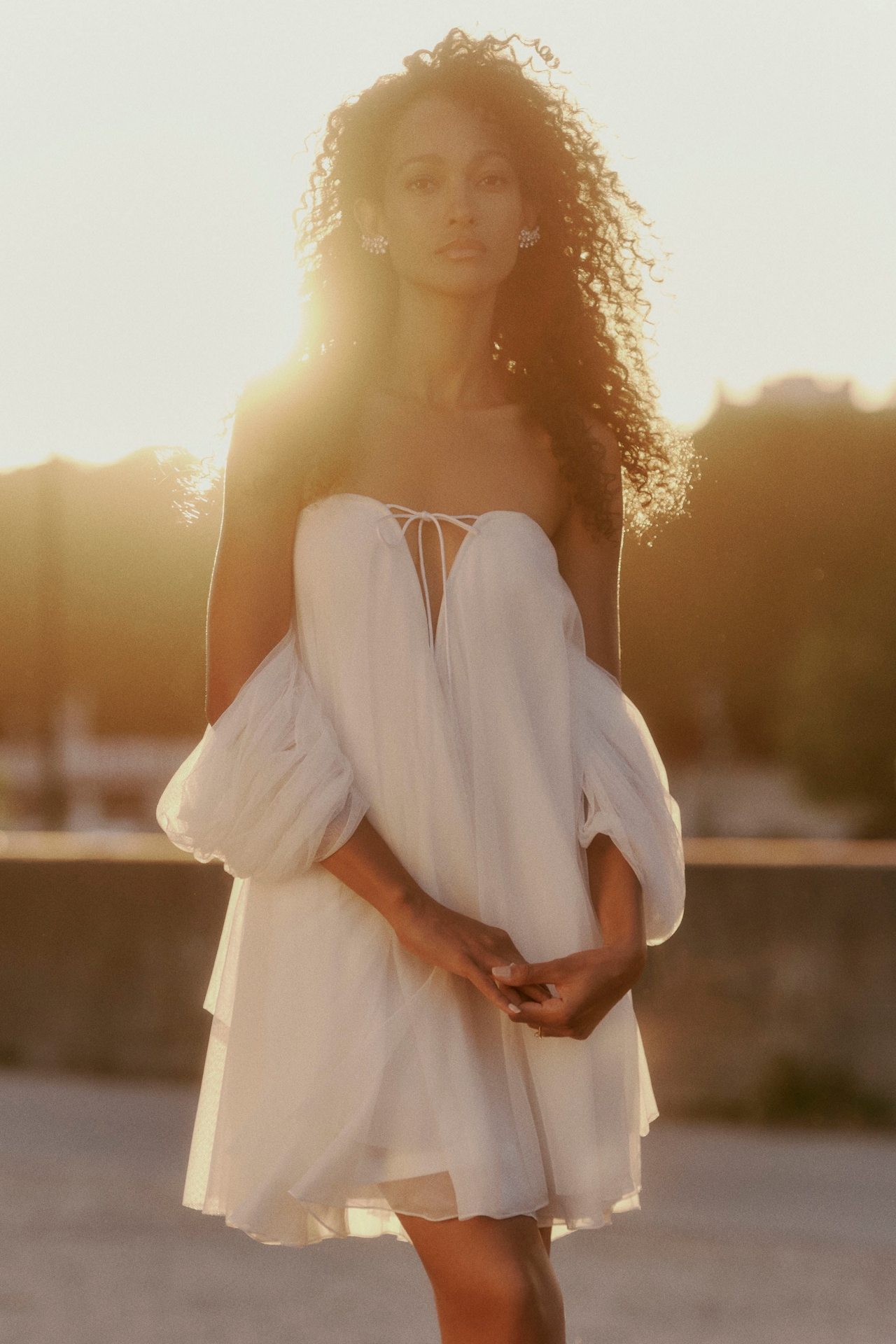 Geisha Designs Tulle Off-Shoulder Mini Dress