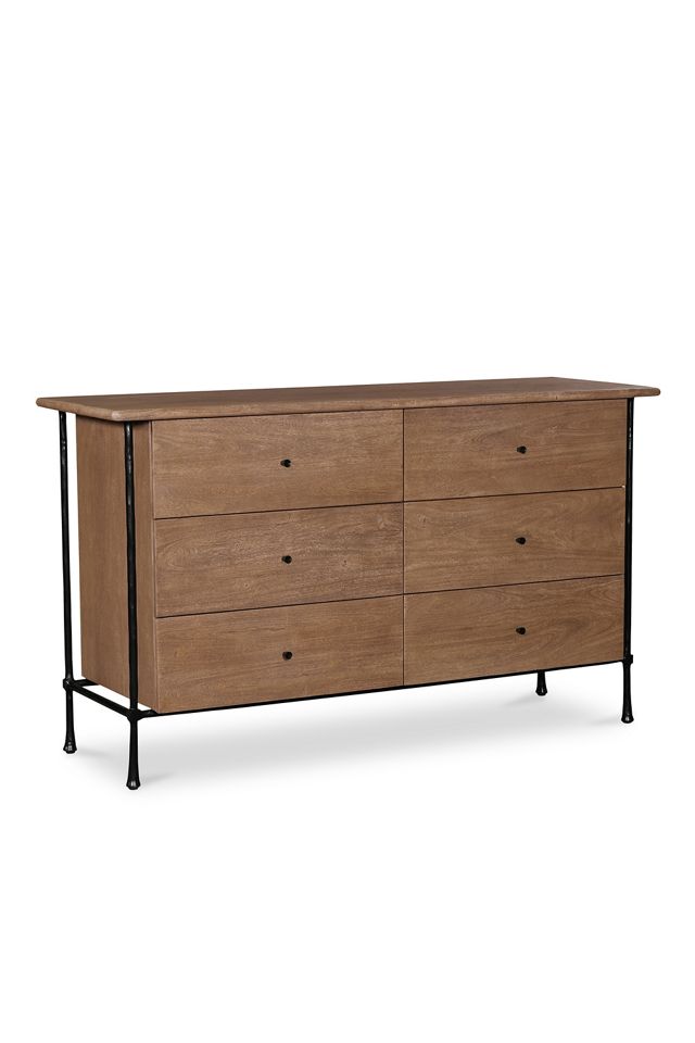 Rene Six-Drawer Acacia Wood Dresser #1