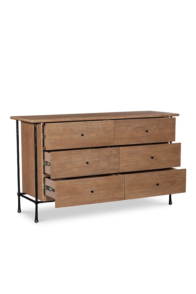 Rene Six-Drawer Acacia Wood Dresser #2