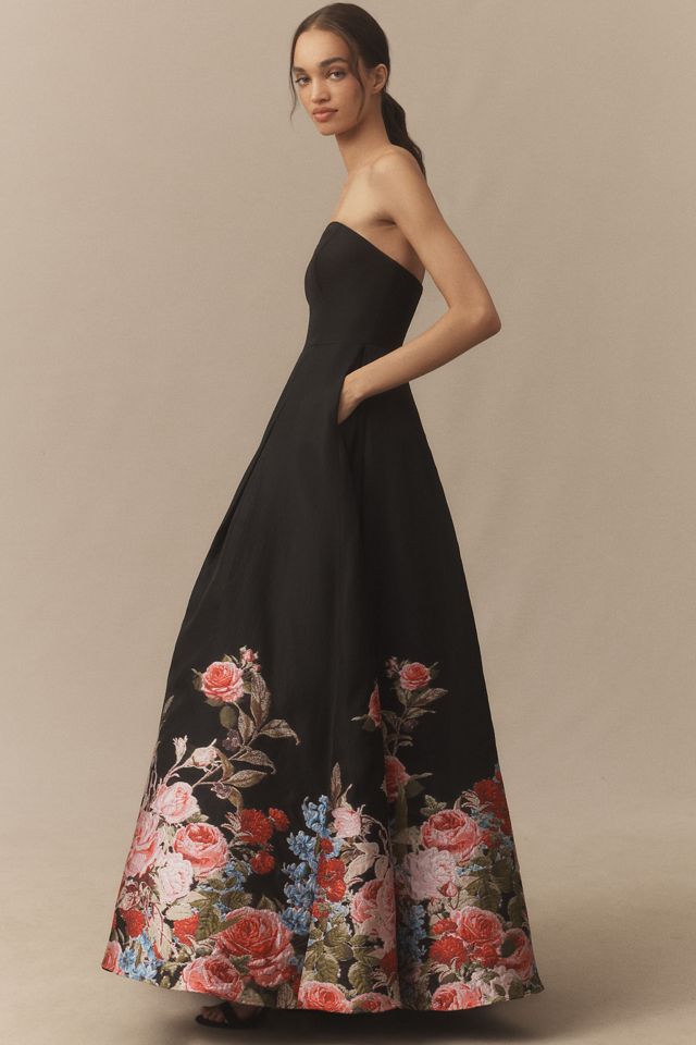 Mac Duggal Strapless Floral Brocade Maxi Dress #3
