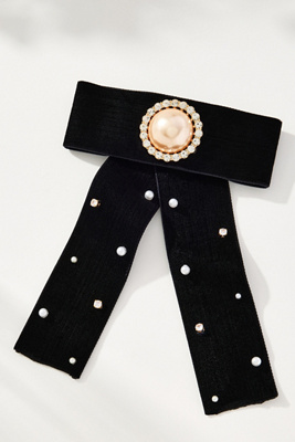 By Anthropologie Rhinestone Bow Brooch In Black