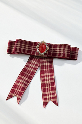 By Anthropologie Rhinestone Bow Brooch In Red