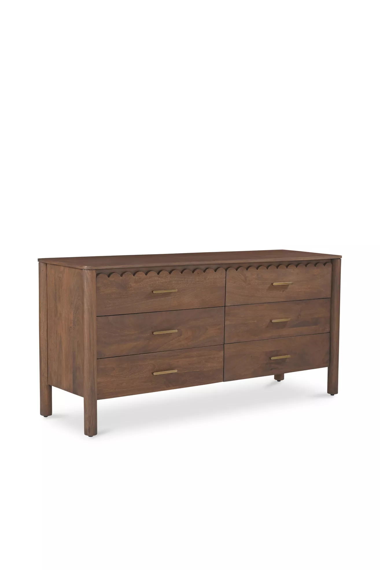 Side view of Wiley Scallop Wood Six-Drawer Dresser