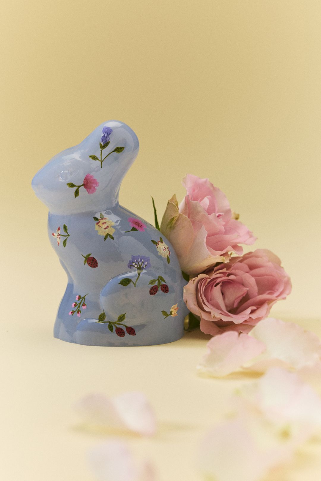 Floral Glass Bunny Decorative Object - Light Blue, Standard, Assorted