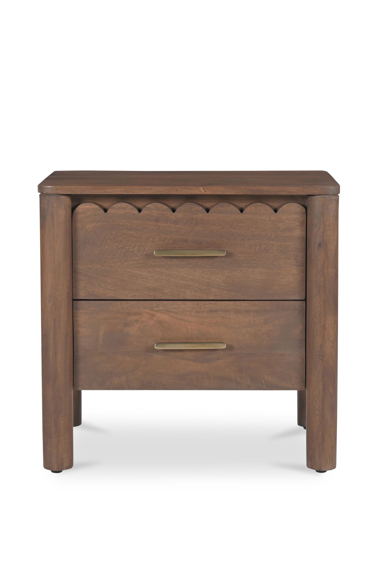 Wiley Scallop Wood Nightstand - Brown, One Size
