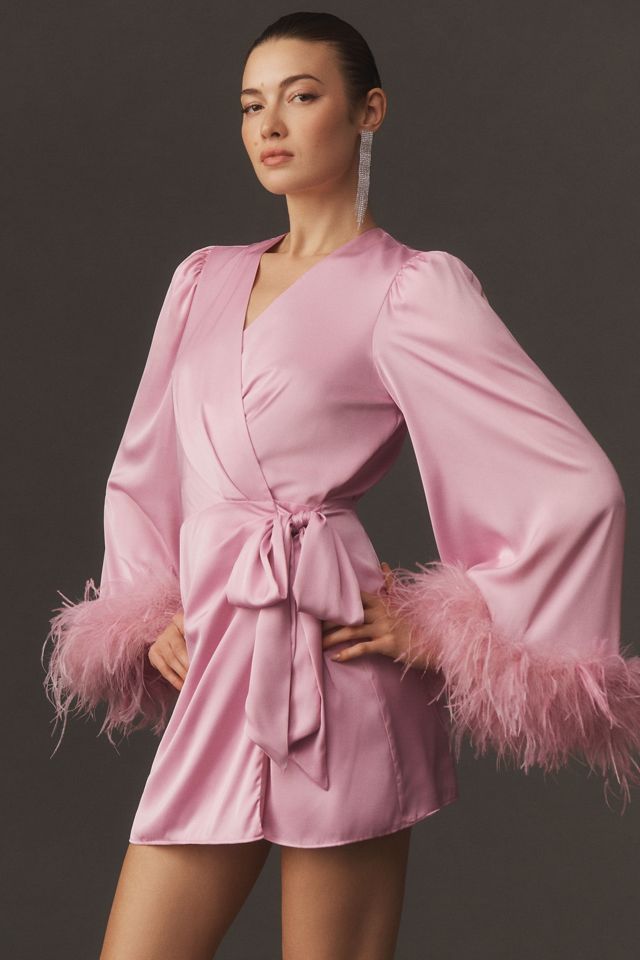 Hutch Faux Feather Trim Long-Sleeve Mini Dress #2