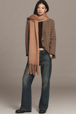 Maeve Solid Brushed Fringe Scarf In Sand