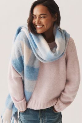 Maeve Plaid Fringe Scarf