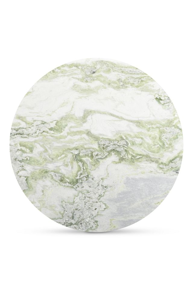 Evelyn Marble-Top Oak Side Table #3