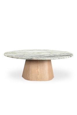 Evelyn Marble-Top Oak Coffee Table