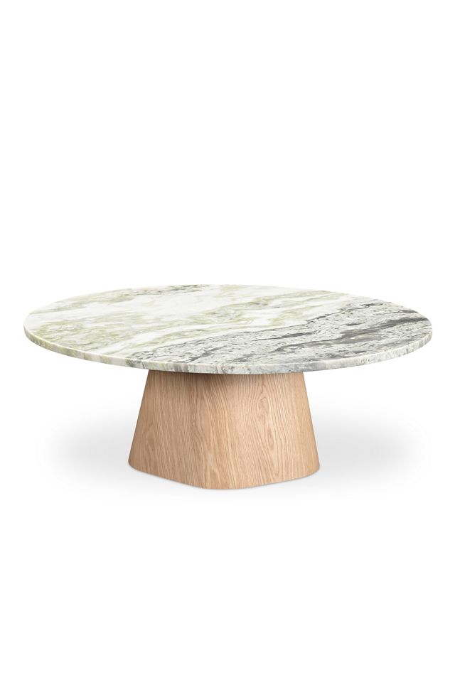 Evelyn Marble-Top Oak Coffee Table #1