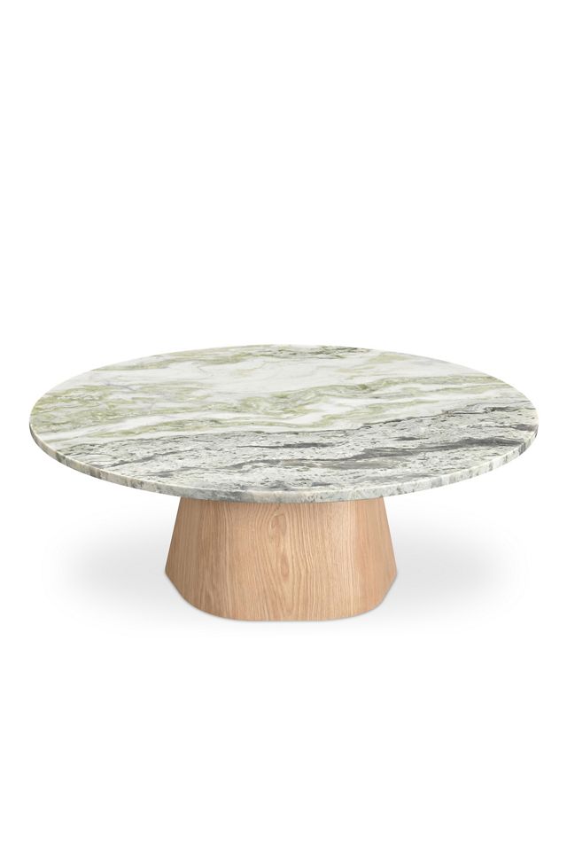 Evelyn Marble-Top Oak Coffee Table #2