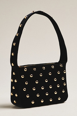 By Anthropologie Studded Velvet Shoulder Bag In Black