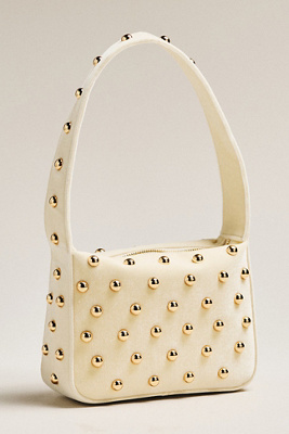 By Anthropologie Studded Velvet Shoulder Bag In White