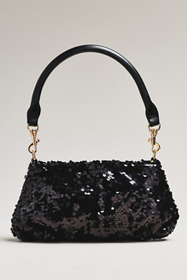 By Anthropologie Sequin Pouch Shoulder Bag In Black