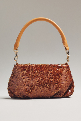 By Anthropologie Sequin Pouch Shoulder Bag In Sand