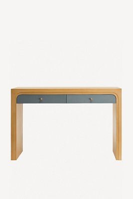 Helene Grasscloth Oak Console Table