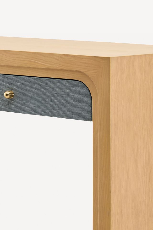 Helene Grasscloth Oak Console Table #4