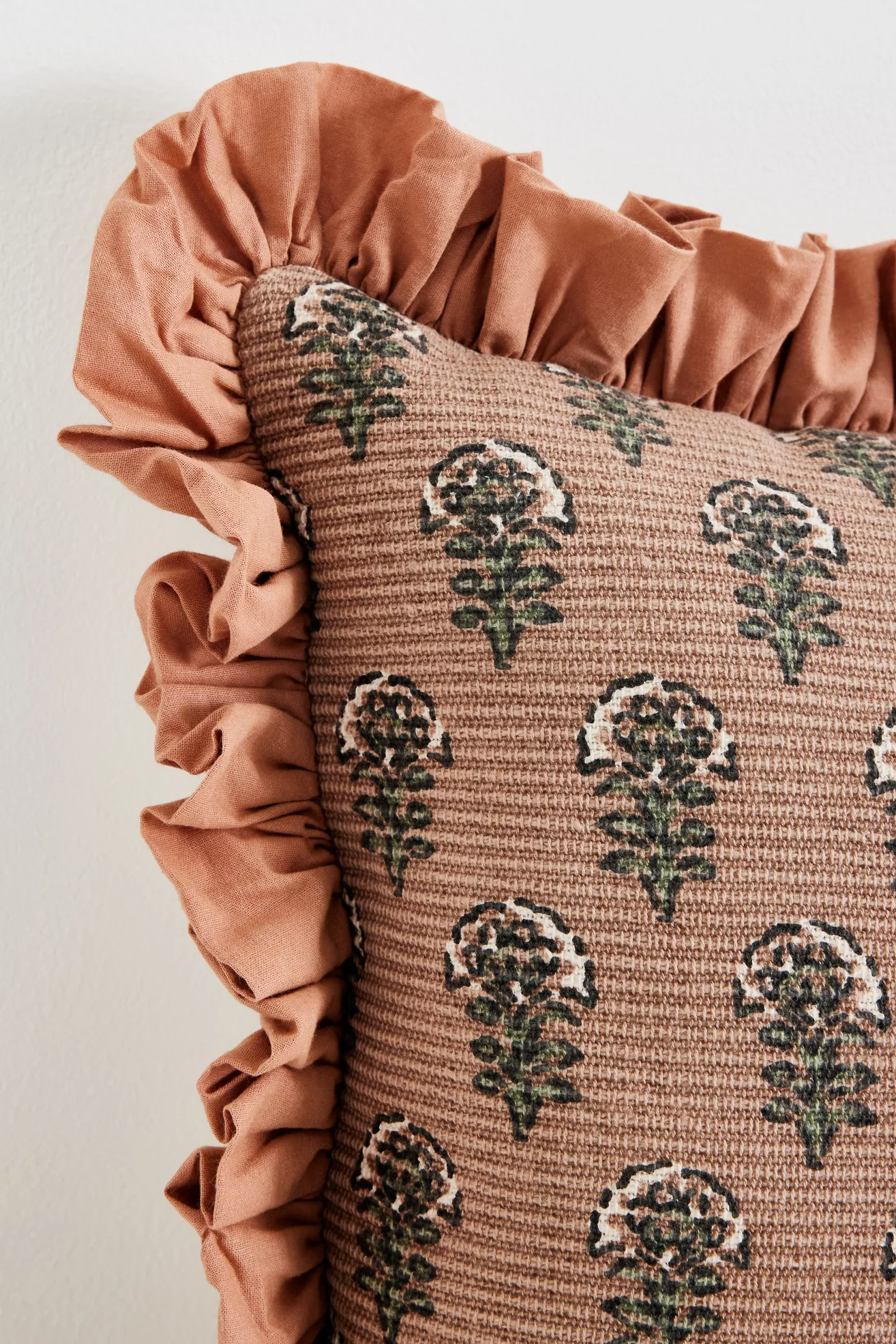 Cotton Block-Print Ruffle Pillow - thumbnail 3