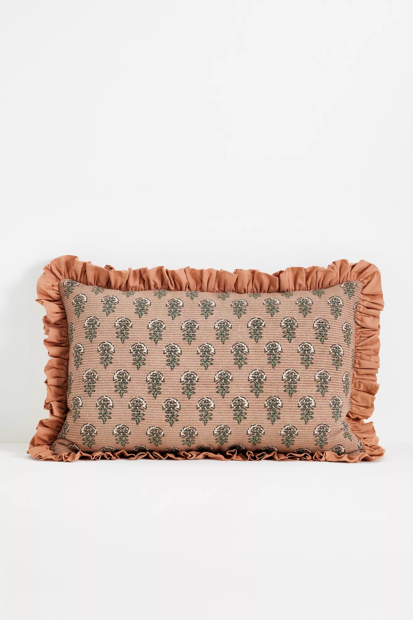 Cotton Block-Print Ruffle Pillow - thumbnail 2