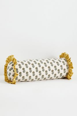Cotton Block-Print Ruffle Pillow