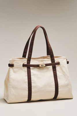 By Anthropologie Oversized Canvas Slouchy Tote In Brown
