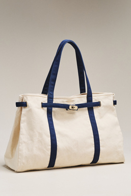 By Anthropologie Oversized Canvas Slouchy Tote In Blue
