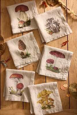 Mushroom Linen Napkins, Set of 6