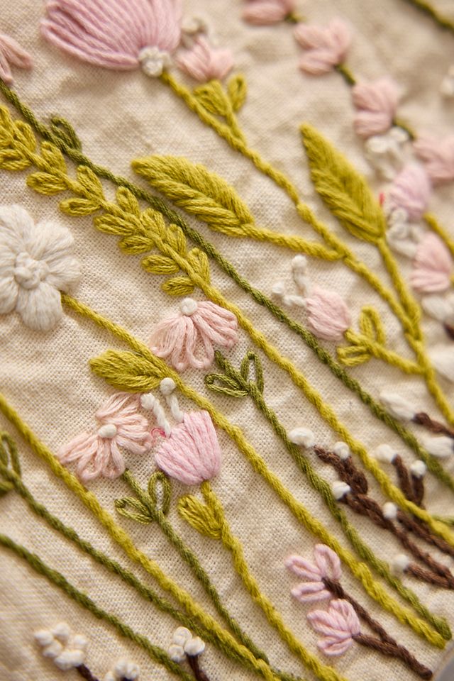 Embroidered Vines Linen Tote #1