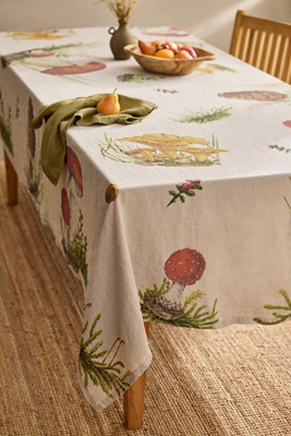 Linoroom Mushrooms Linen Tablecloth In Multi