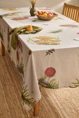 Mushrooms Linen Tablecloth