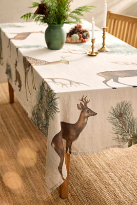 Linoroom Woodland Animals Linen Tablecloth In Animal Print