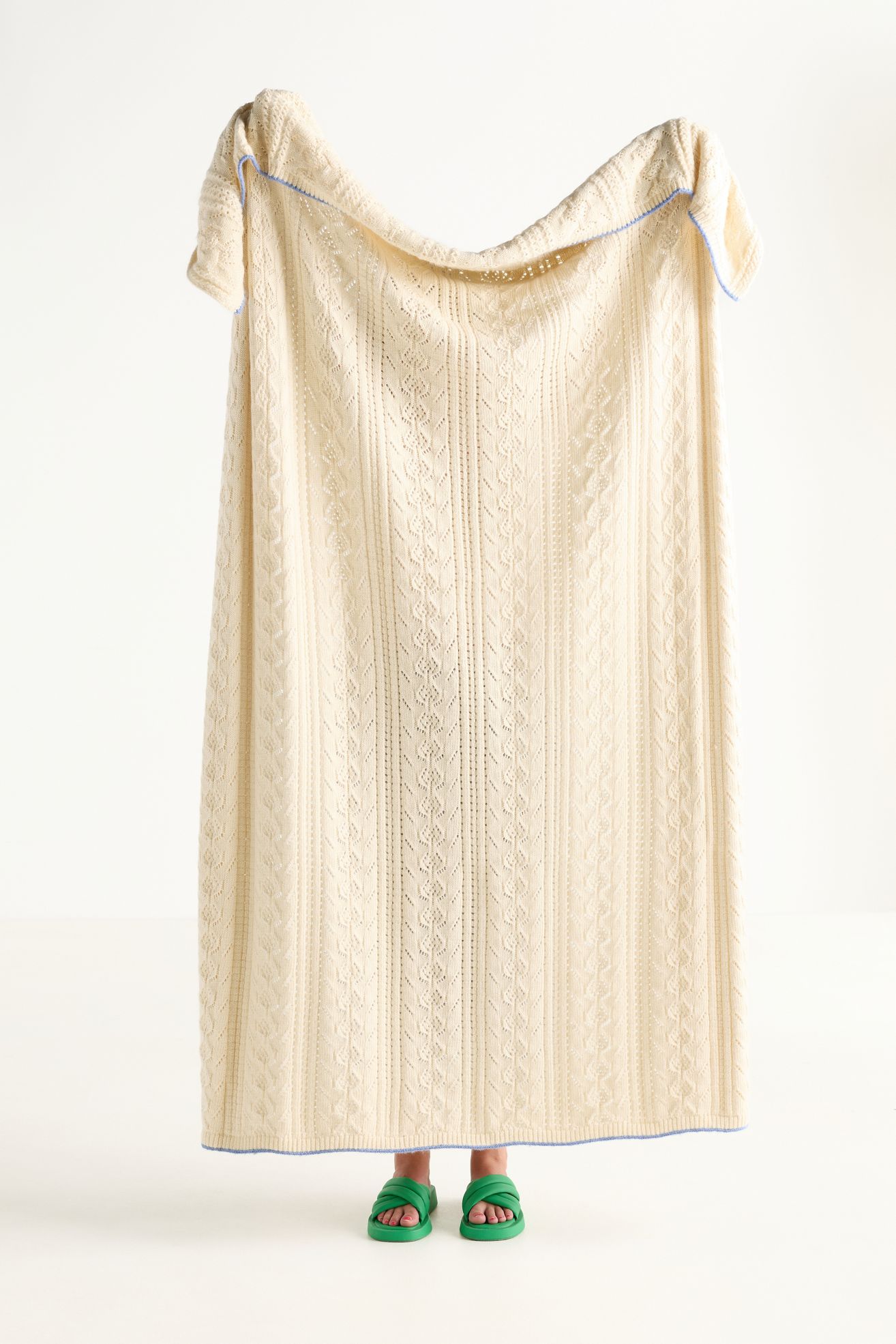 Sabrina Cotton Knit Throw Blanket - Ivory, 60" x 70"