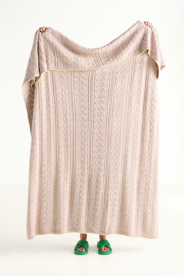 Anthropologie Sabrina Cotton Knit Throw Blanket