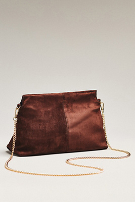 Modaluxe Faux Suede Clutch In Brown