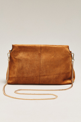Modaluxe Faux Suede Clutch In Orange