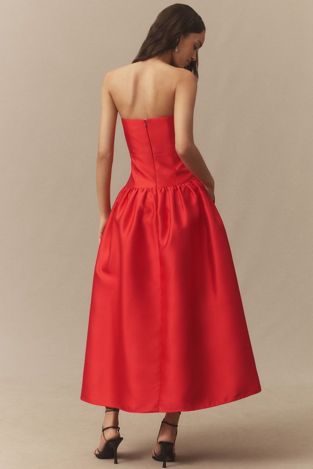 Shoshanna Mikado Posy Strapless Midi Dress #1