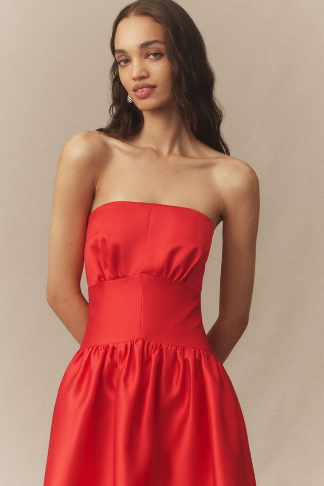 Shoshanna Mikado Posy Strapless Midi Dress #2