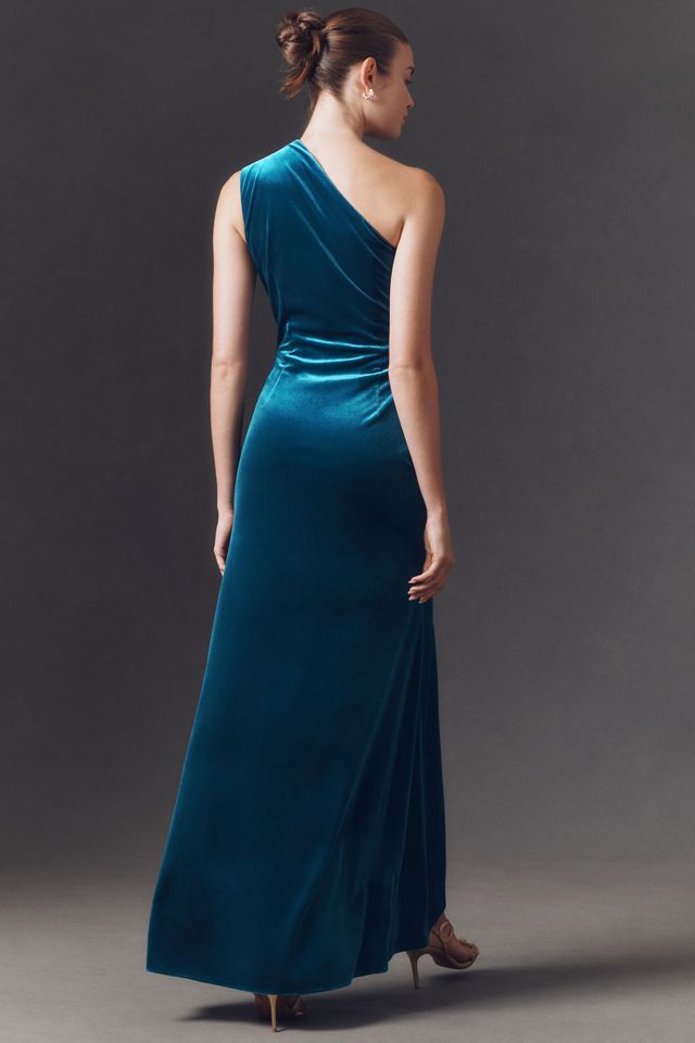Shoshanna Amaryllis Ruched Velvet Maxi Dress #1