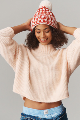 Daily Practice By Anthropologie Daily Practice Chunky Knit Pom-pom Beanie In Burgundy