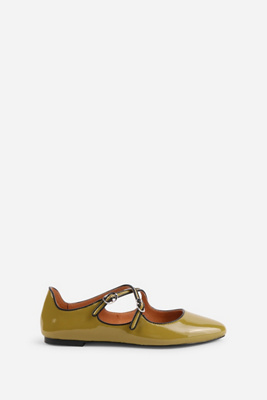 Intentionally Blank Vandam Crisscross Ballet Flats In Green