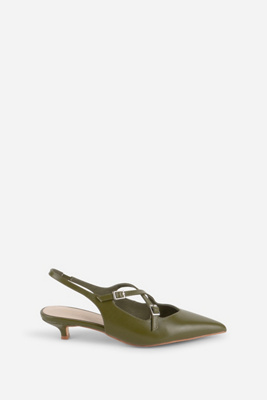 Intentionally Blank Jax Slingback Kitten Heels In Green