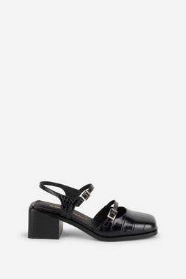 Intentionally Blank Mitzi Ankle-strap Block Heels In Black