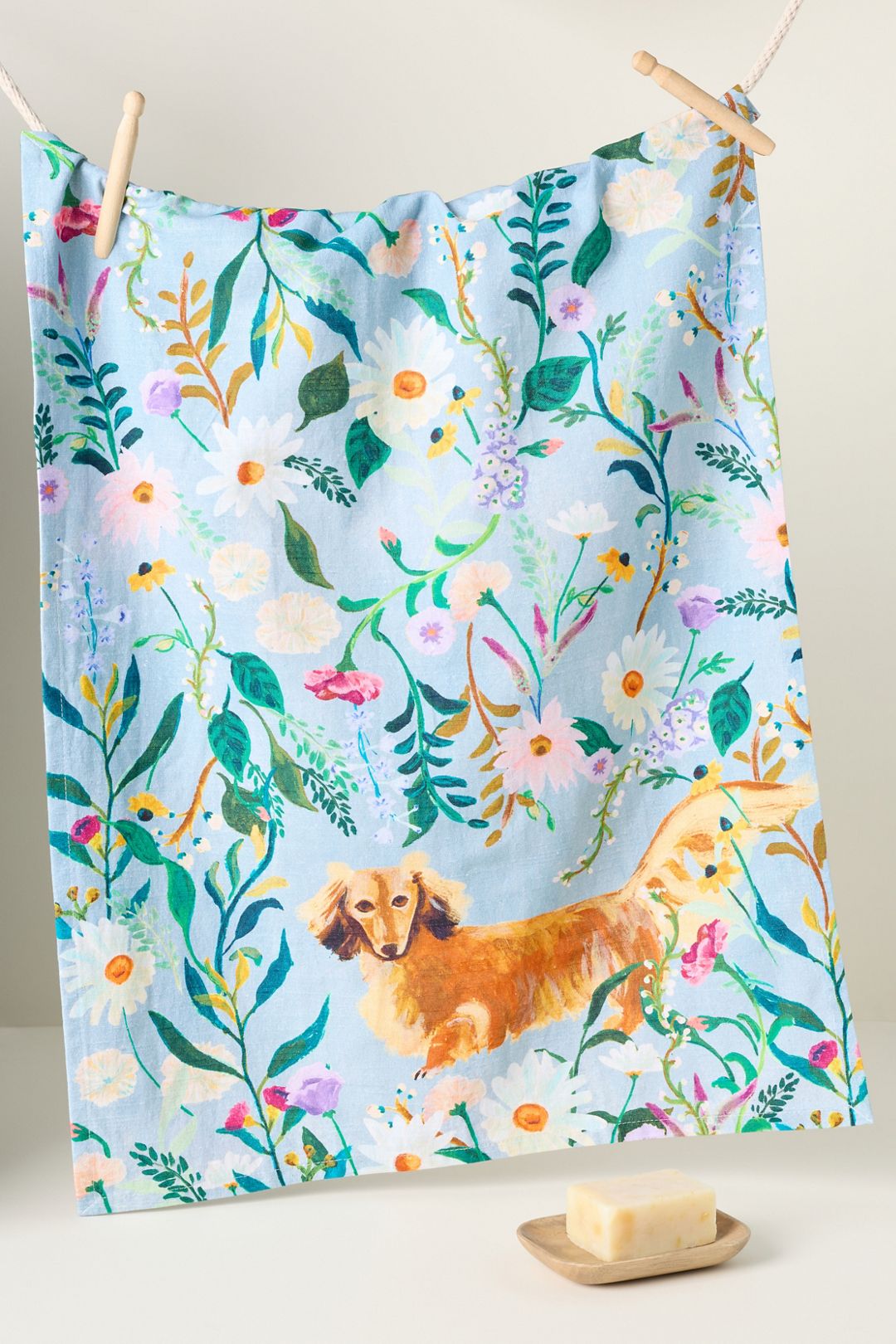 Dog Pet Portrait Dish Towel - Blue, Standard, One Size