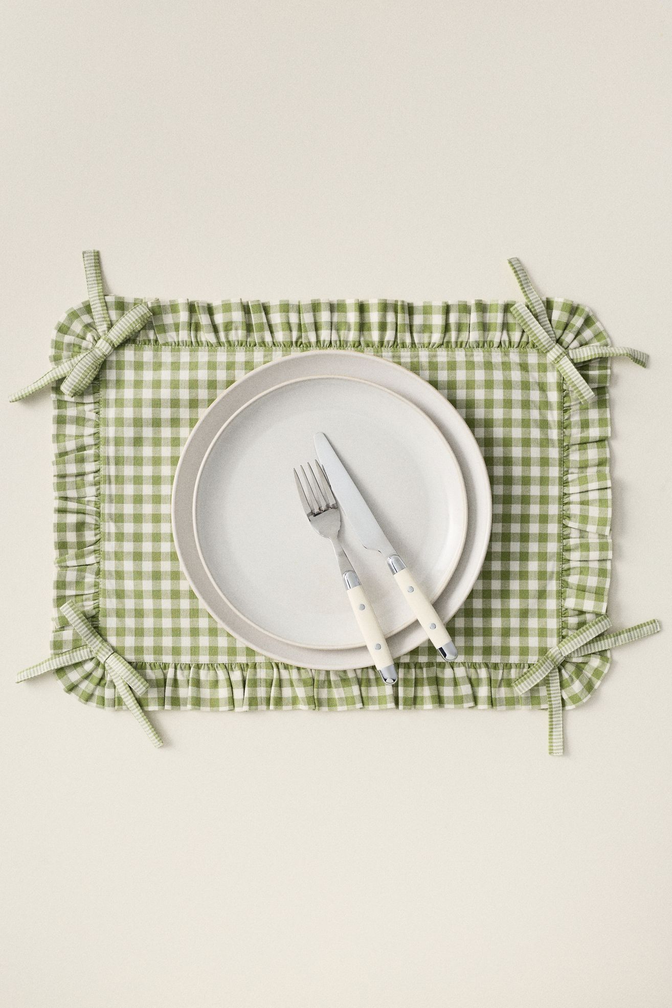 Brynn Gingham Placemat - Green, One Size