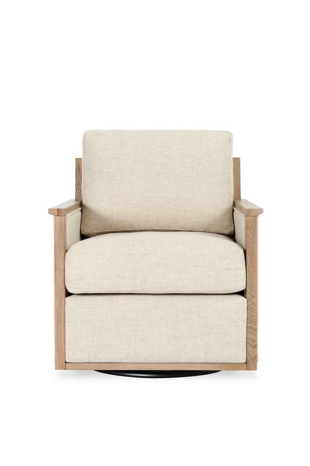 Norman Linen-Blend Swivel Chair #1