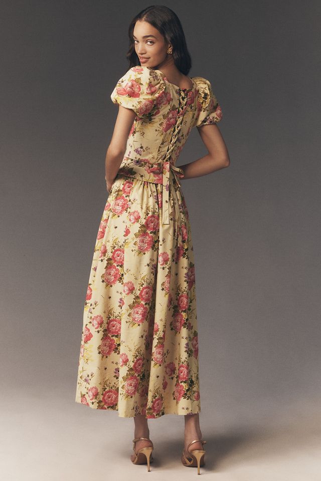 BHLDN Puff-Sleeve Corset A-Line Dress #1